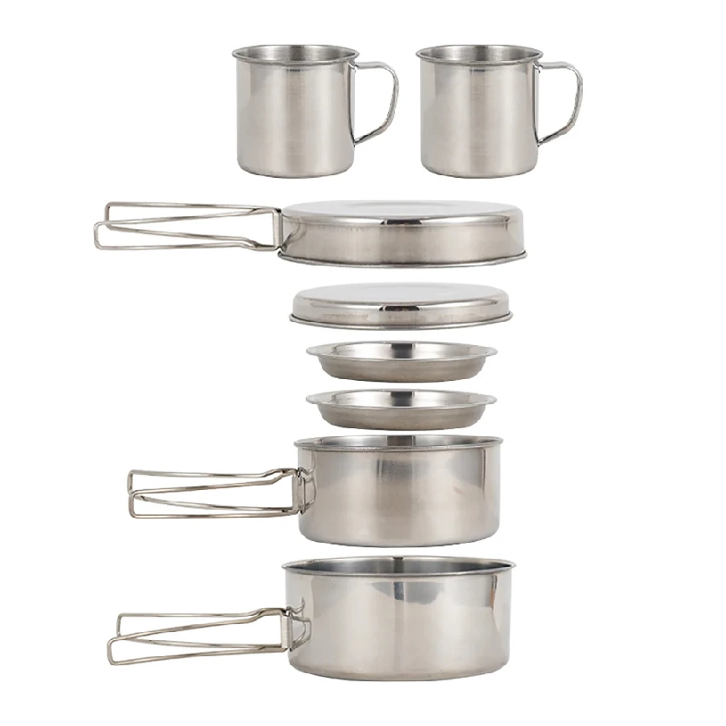 Camping Cooking Kit - 8pcs/Set Camping Cookware Mess Kit Stainless