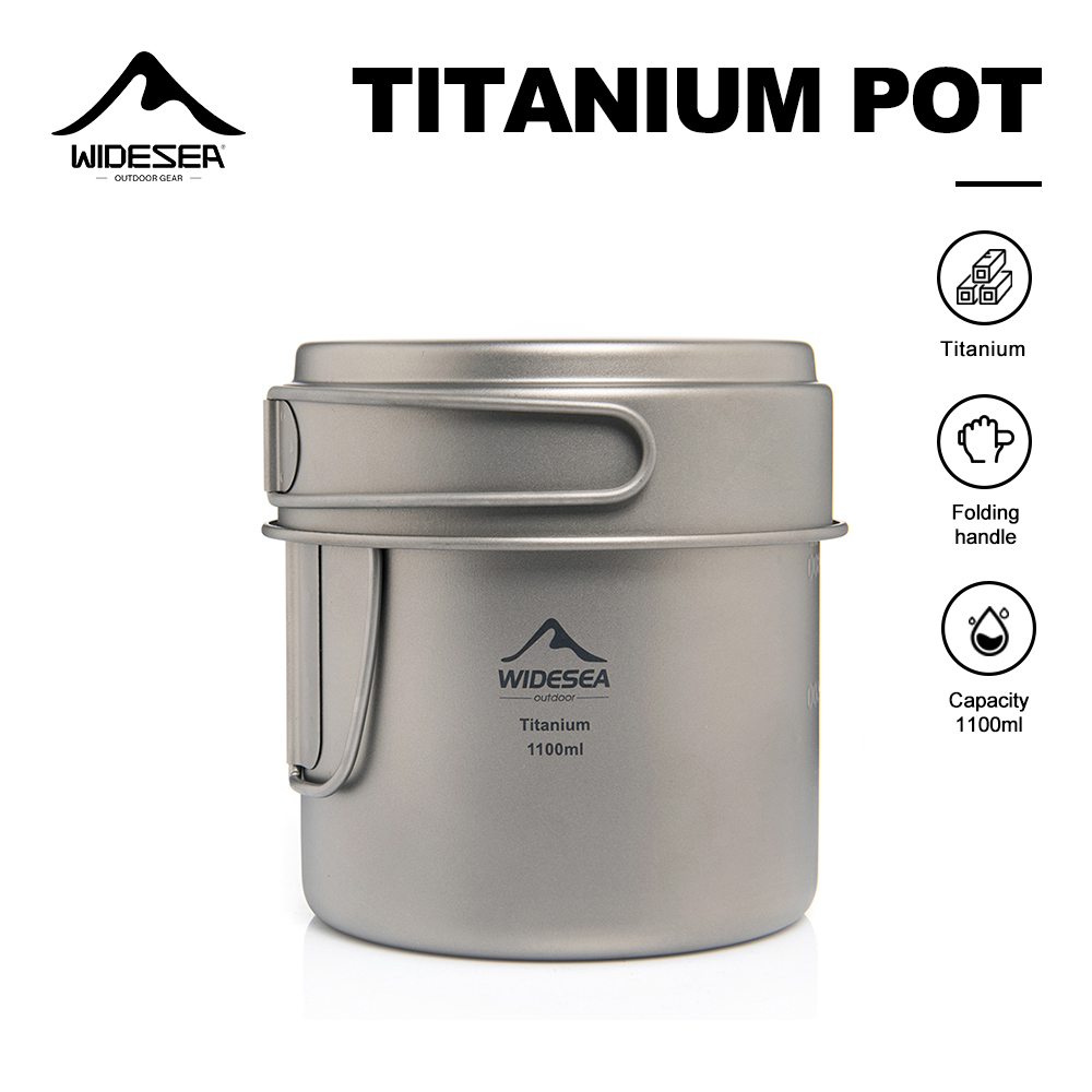 Camping Cooking Kit - Widesea Ultralight Titanium Camping Pot 1100ml