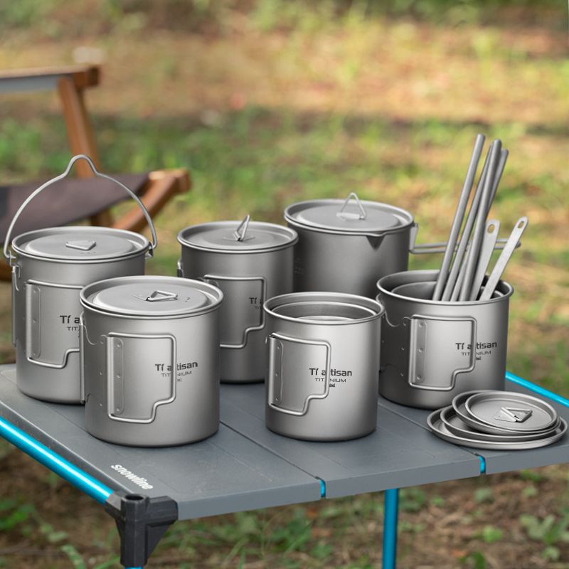 Camping Cooking Kit - Tiartisan Outdoor Titanium Lightweight Portable Tea