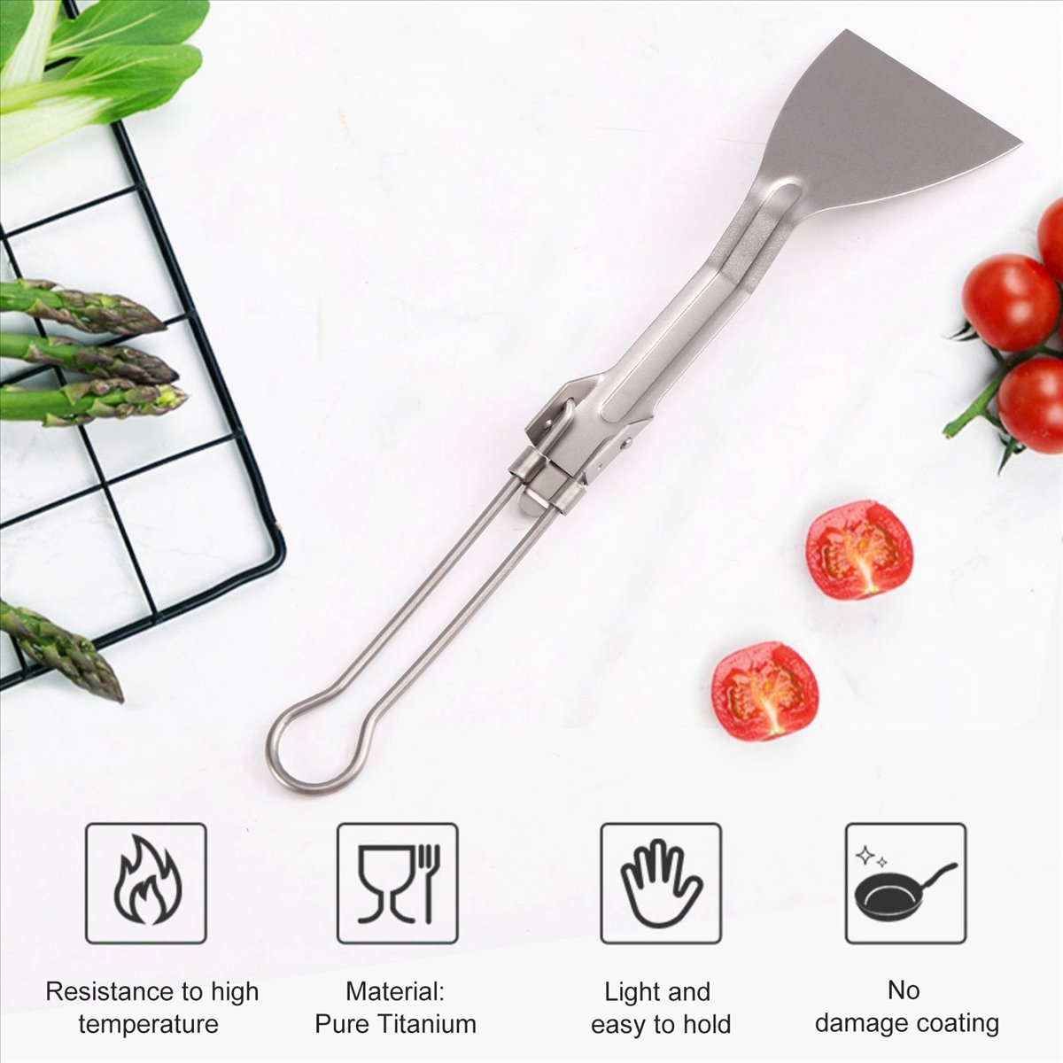 Camping Cooking Equipment - ABST Camping Tableware Titanium Spatula Folding