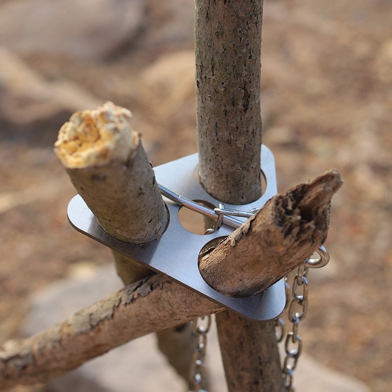 Camping Cooking Kit - Stainless Steel Camping Tripod Portable Detachable