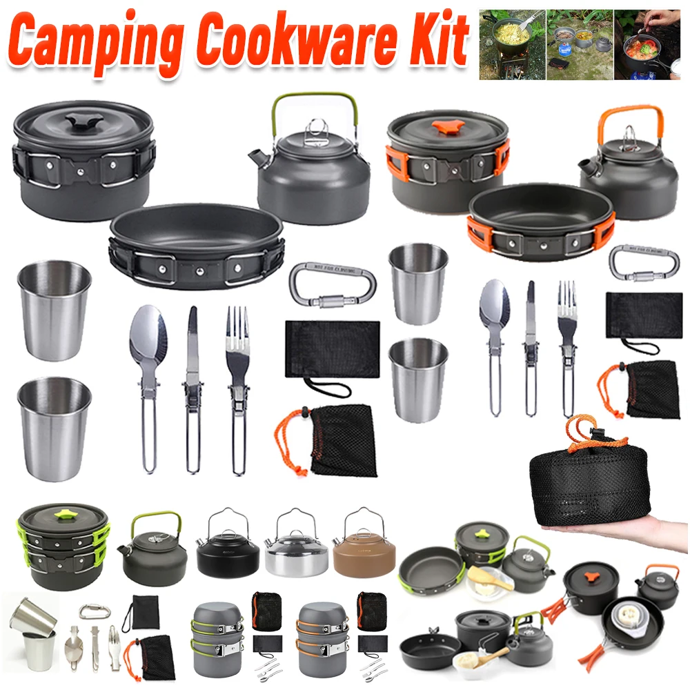 Camping Cooking Kit - Camping Cookware Kit Kettle Pot Pan