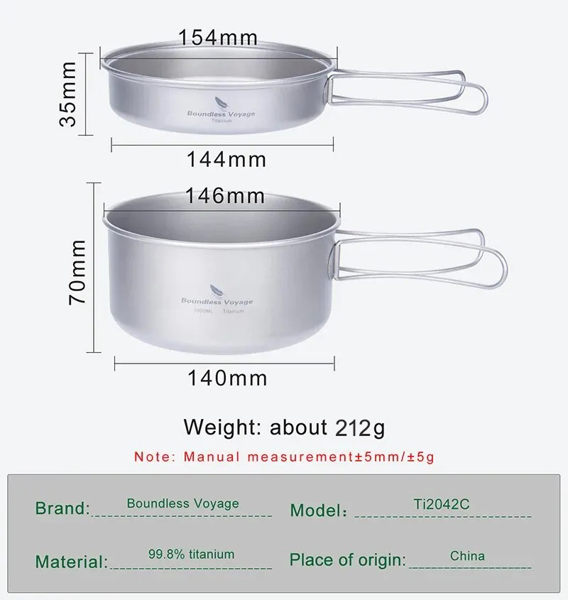Boundless Voyage Titanium Pot  - огляд і ціна Camping Cooking Set For 4