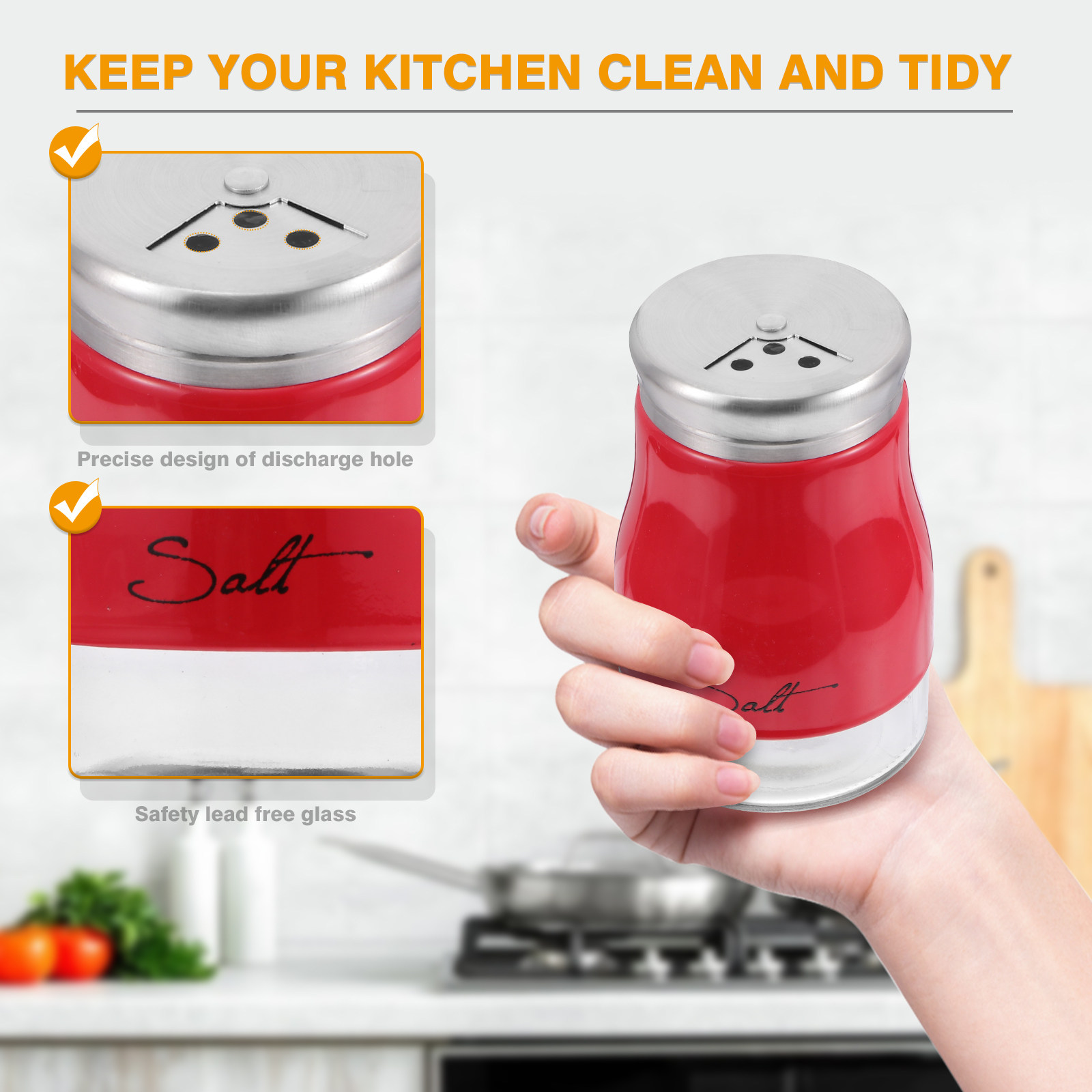 2Pcs Glass Salt Shaker Set Sta - огляд і ціна Camping Cooking Kitchen
